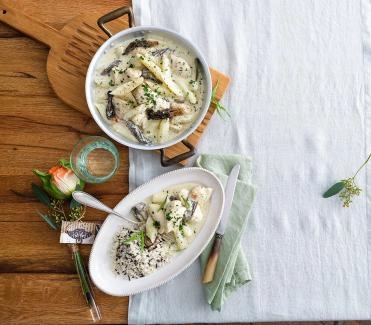 Poulet-Spargel-Ragout an Morchelsauce